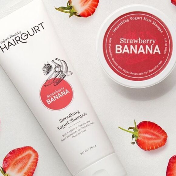 NWT Project Beauty Hairgurt Strawberry-Banana Smoothing Yogurt Hair Mask - Picture 3 of 7